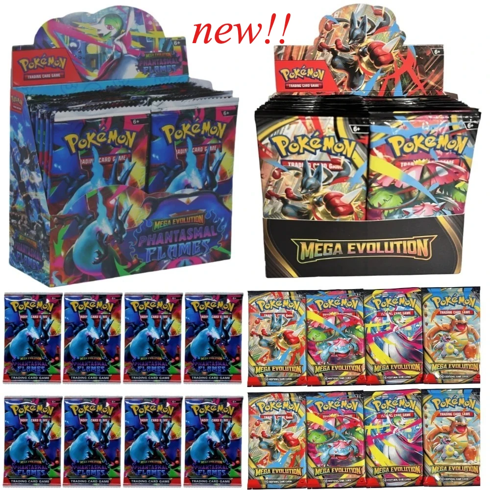 

English Pokemon Trading Cards MEGA EVOLUTION Phantasmal Flames Booster Box Battle Game Collection Card Toy Kids Birthday Gift