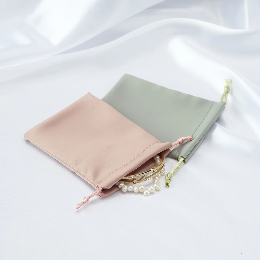 5pcs Silk Satin Jewelry Small Gift Storage bags 7x9 8x10 15x20 Drawstring Ring Earrings Organizer Packaging Pouch Wedding Favors