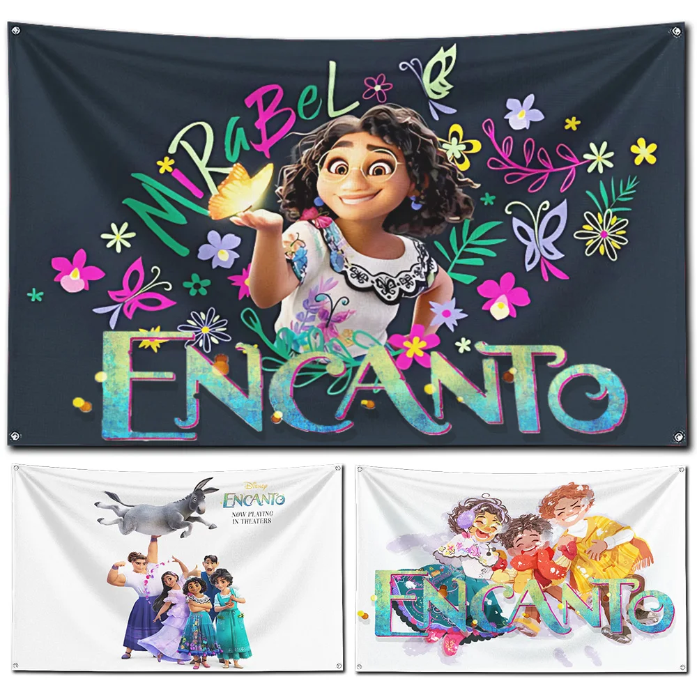 60x90cm Charming Encantos Girl Flag Polyester Digital Printing Banner for Garage Wall Art Out Door Decoration