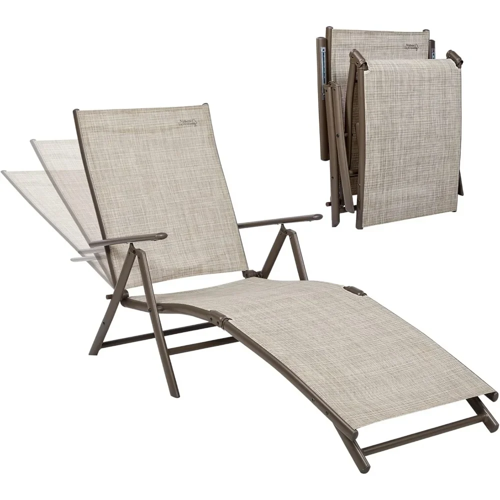 

Outdoor Chaise Lounge Chairs for Outside, Aluminum Patio Lounger Pool Furniture Adjustable Folding Recliner Chair for Beach