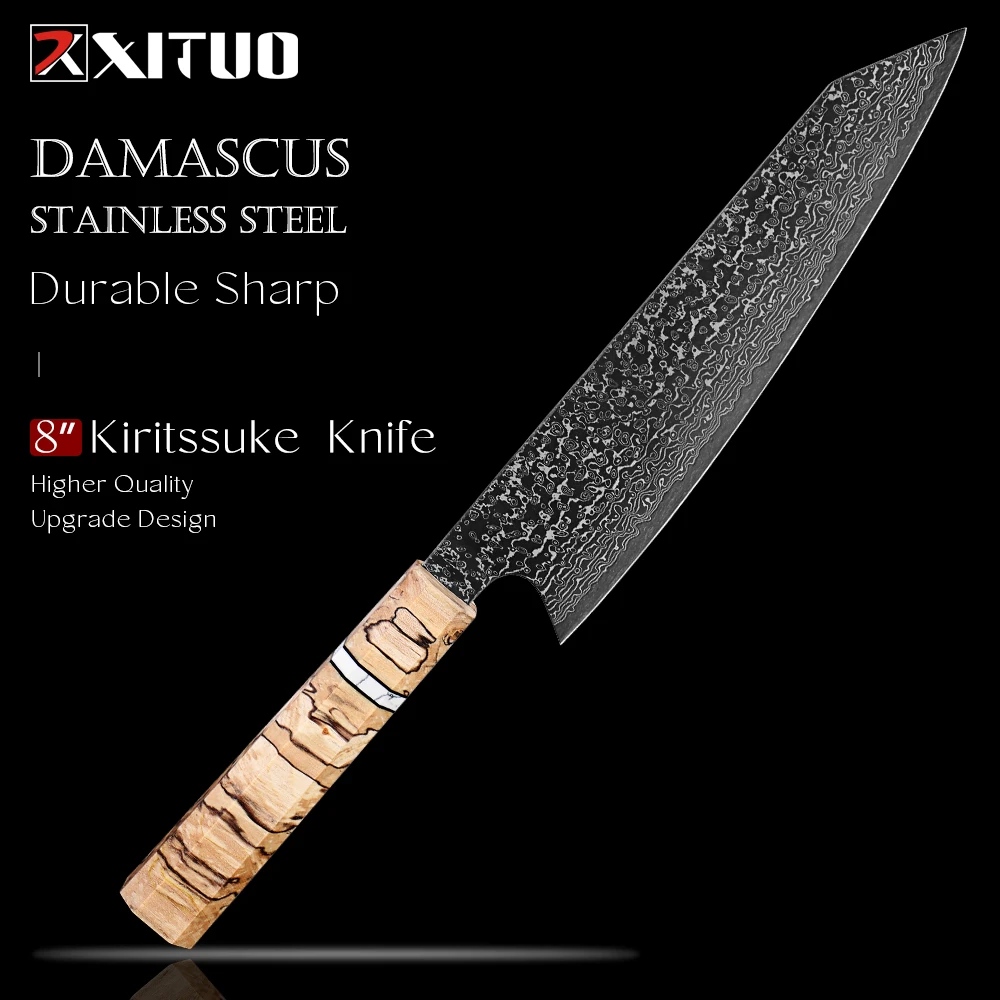

Pro Kiritsuke Chef Knife 8 Inch Damascus Steel Kitchen Knife with Octagonal Handle Ultra Sharp Cooking Knife for Meat,Sashimi