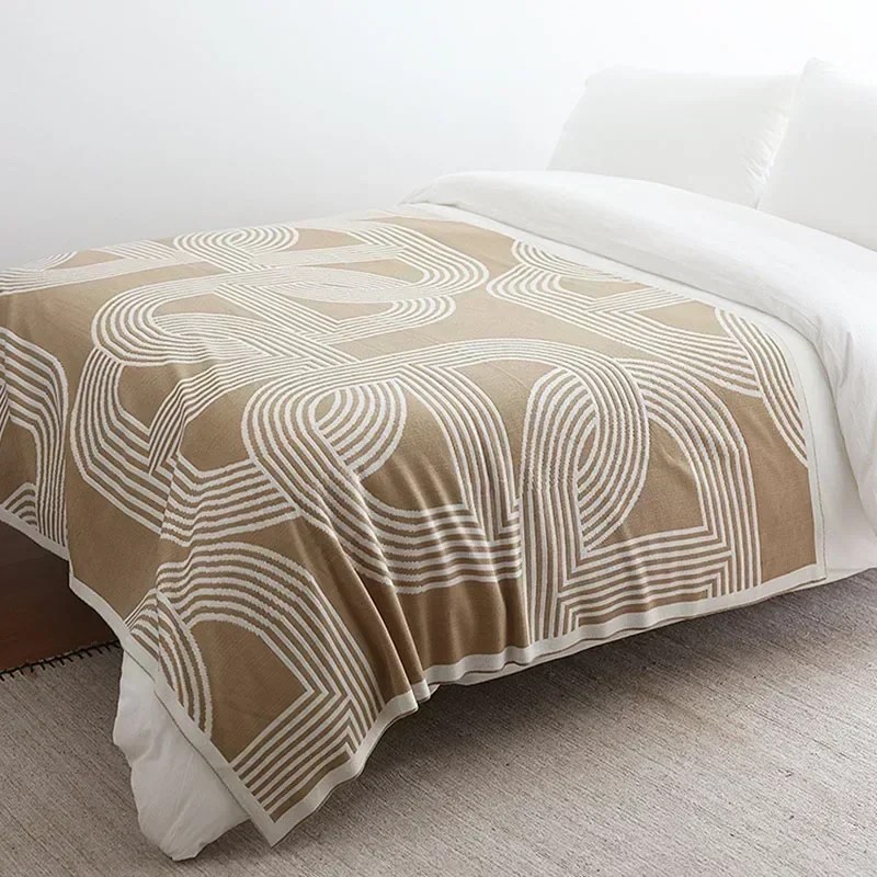 Nordic Geometric Knitted Blanket for Beds, Modern Simplicity Sofa Cover, Luxury Throw Blanket, Home Decor, Bed End Towel, Shawl