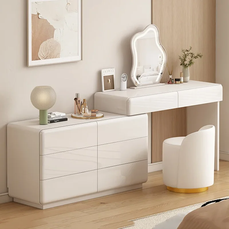 White Bedroom Dressing Table Makeup Mobile Storage Luxury Women Cosmetics Girl Vanity Table Beauty Penteadeira Home Furniture