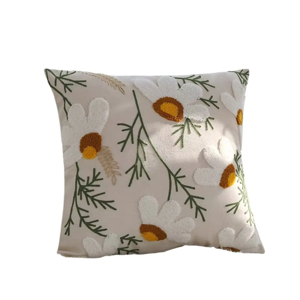 Exquisitely Embroidered Flowers Cotton Cushion Cover 45x45cm Pillowcase Home Decorative for Living Room Sofa