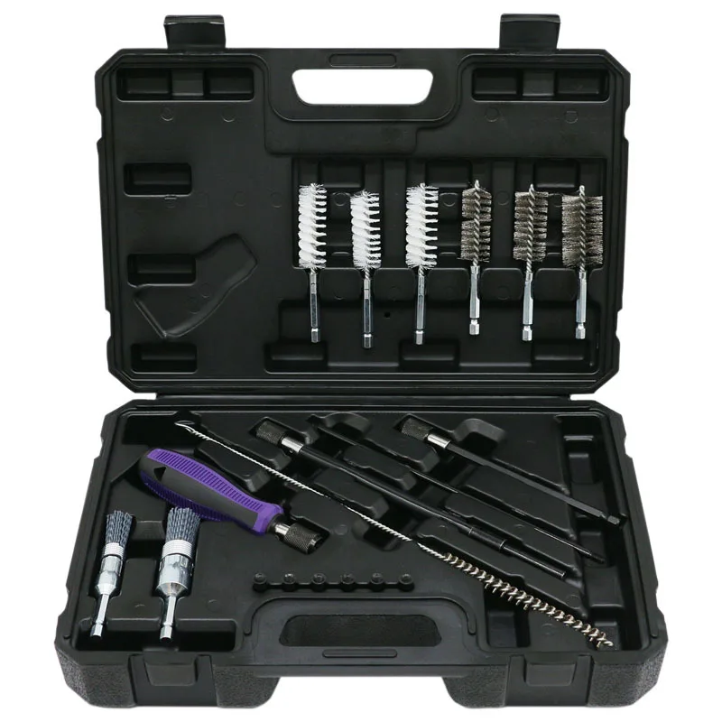 

19 Piece Set Of Multi Specification Steel Wire Brushes, Fuel Injector Base Cleaning Tool Set, Engine Cleaning Set