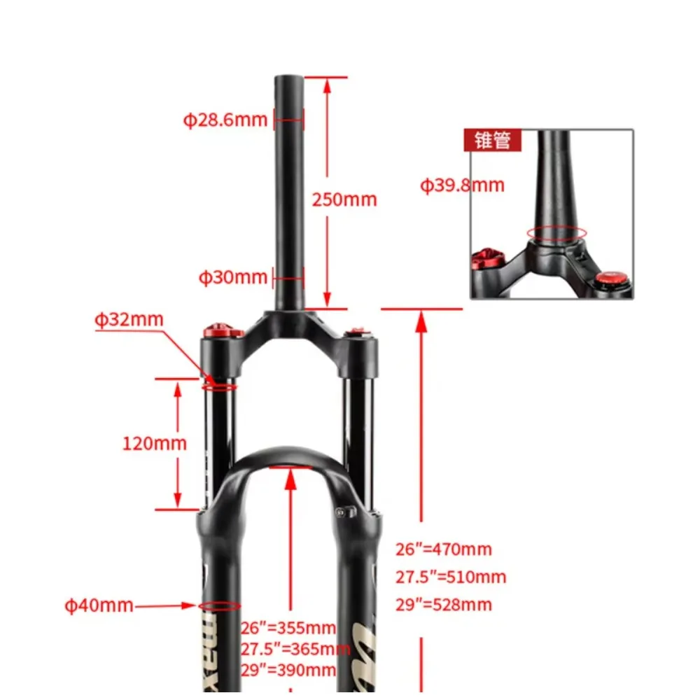 Mountain Bike air Pressure Front Fork Damping Rebound Adjustment Manito Bike Fork 26 27.5 29 Inch