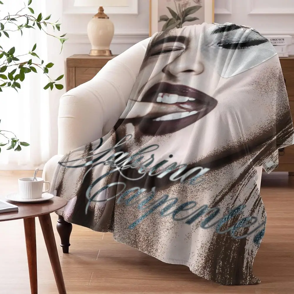 Singer S-Sabrina Carpenter Throw 240G Lightweight Throw Blanket Soft Cozy Fleece Blanket for Sofa Bed Home Decor