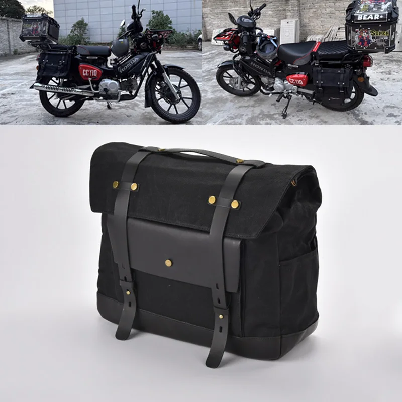 

Large Capacity Motorcycle Side Bag Waterproof Motorbike Saddle Bag Saddlebags Canva Motorcycle Backpack Vintage