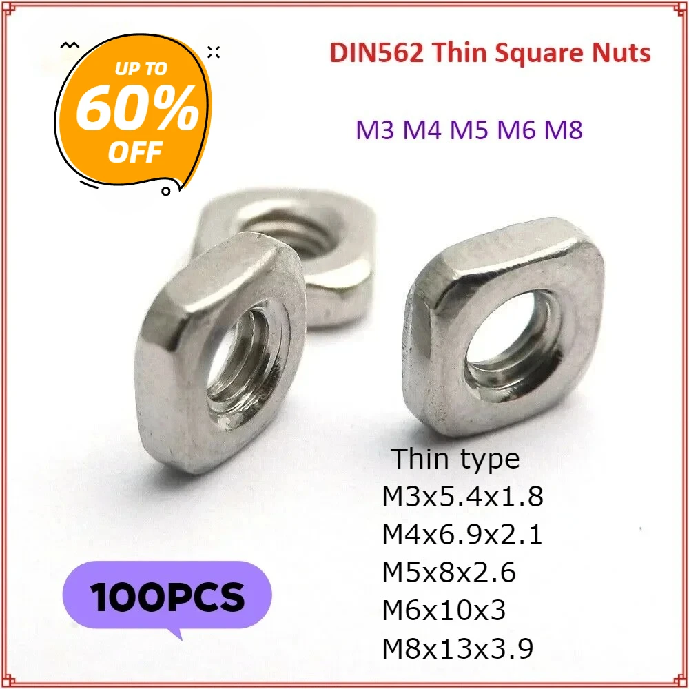 100Pcs Thin Square …