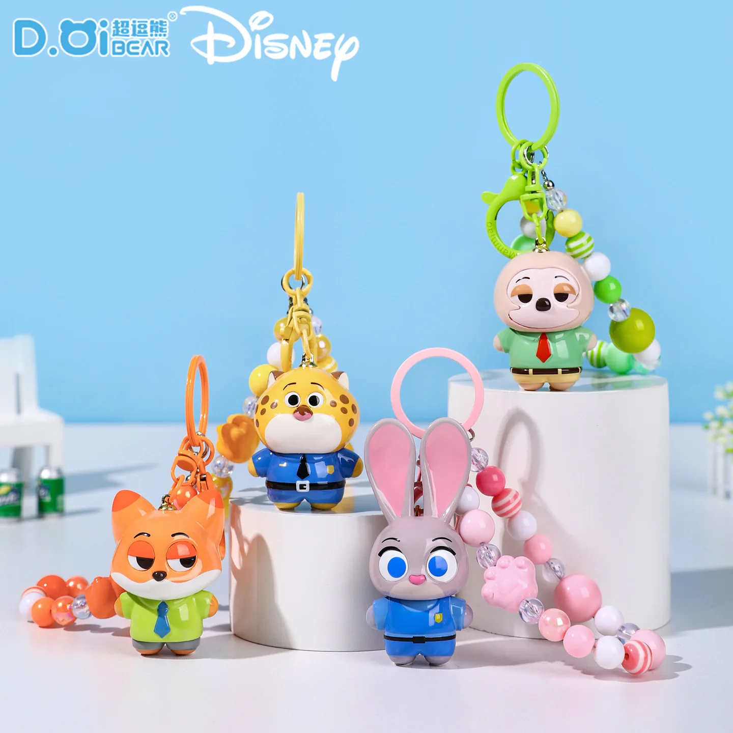 Echte verrückte Zootopia süße Perlen Schlüsselanhänger Anhänger Nick Judy Paar Cartoon Puppe Tasche hängende Kette