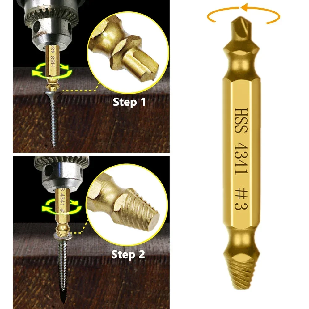 Extractor de tornillos dañados, juego de brocas, herramienta de demolición, 6 piezas