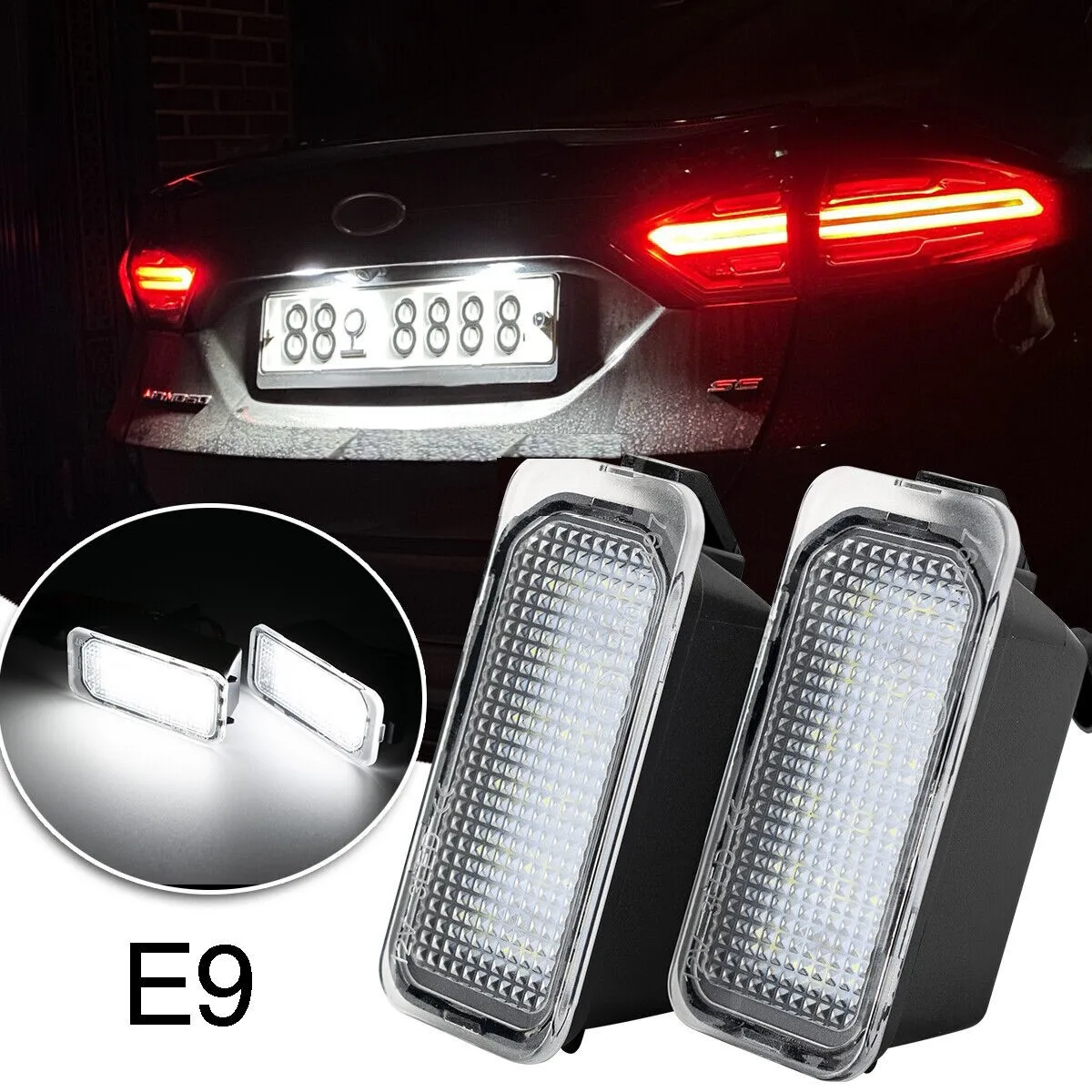 2PCS Car LED Number License Plate Light for Ford FOCUS MK II FIESTA MK VII MONDEO MK IV KUGA S-MAX 2008 2009 2010 2011 2012-2019