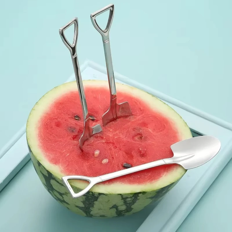 Creative Scoop Stainless Steel Watermelon Ice Cream Coffee Spoon Tip Quadrate Shovel Scoops Kitchen Restaurant Party Supplies