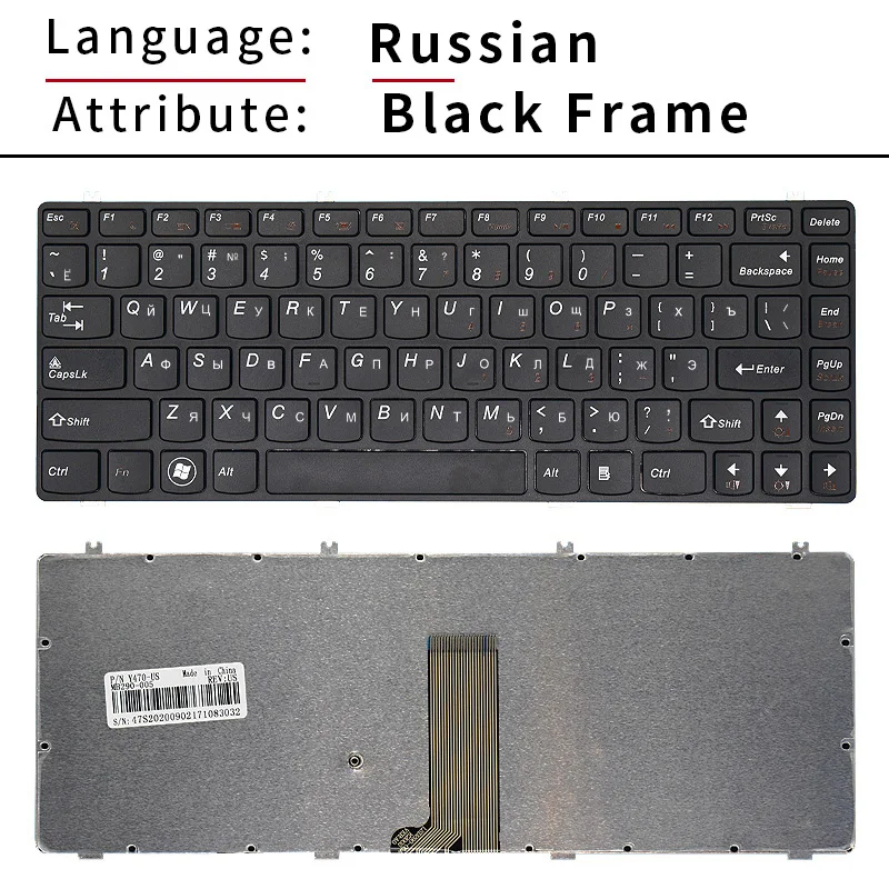New US RU/Russian Laptop Keyboard For Lenovo IdeaPad Y470 Y470N Y470P Y471 Y471A Y475 Y470A Y470AP Y471AP Black Keyboard