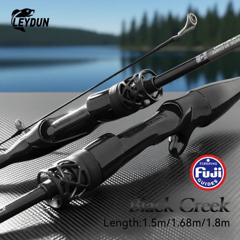 LEYDUN Black Creek Fishing Rod 2 Section Spinning Casting 1.5/1.68/1.8m Travel Rod Baitcasting Ultralight Carbon Fiber Pole Rod