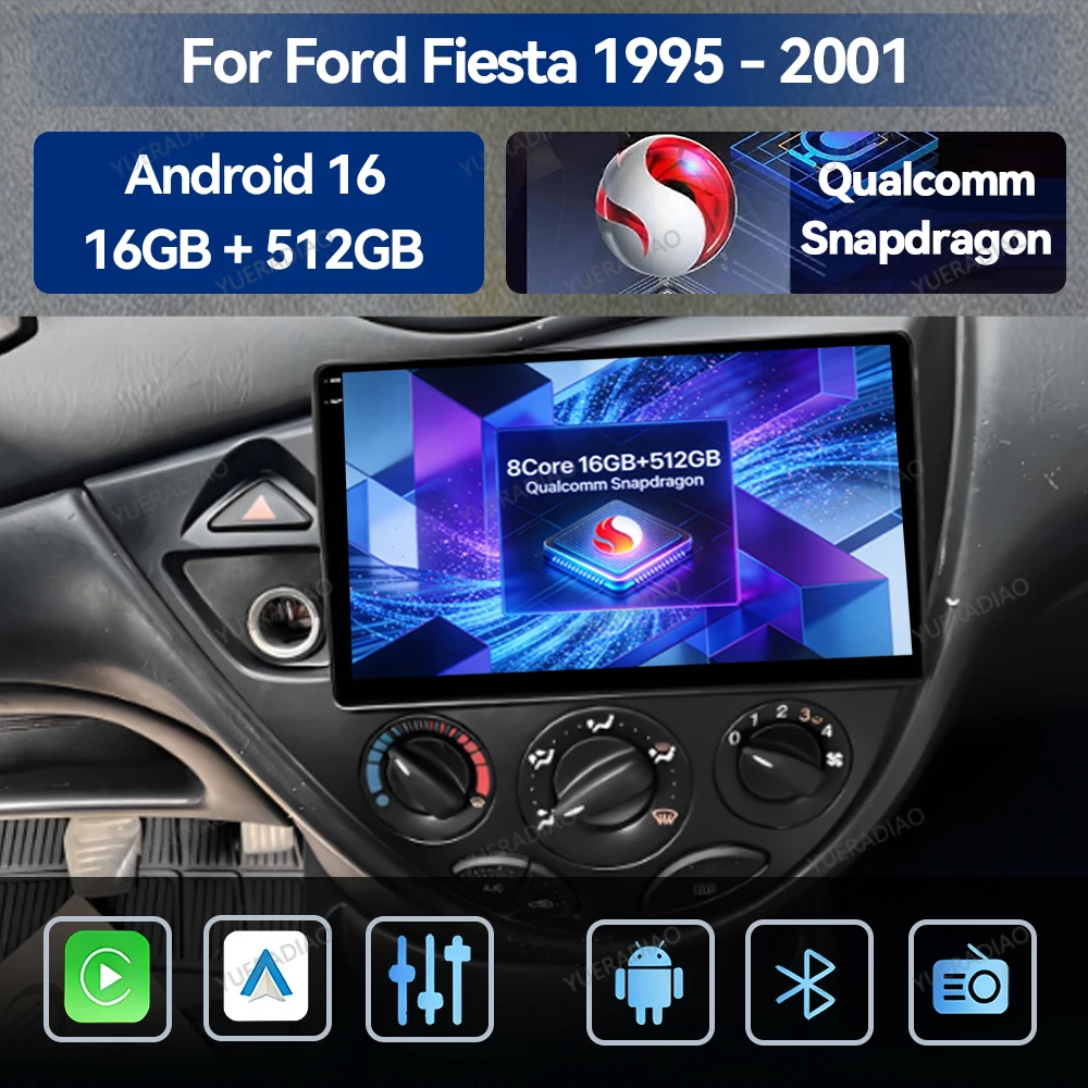 Автомагнитола Android 16 для Ford Fiesta 1995-2001, Focus MK1 1998-2004, GPS-навигация, 4G WIFI, мультимедийный видеоплеер, 2DIN головное устройство.