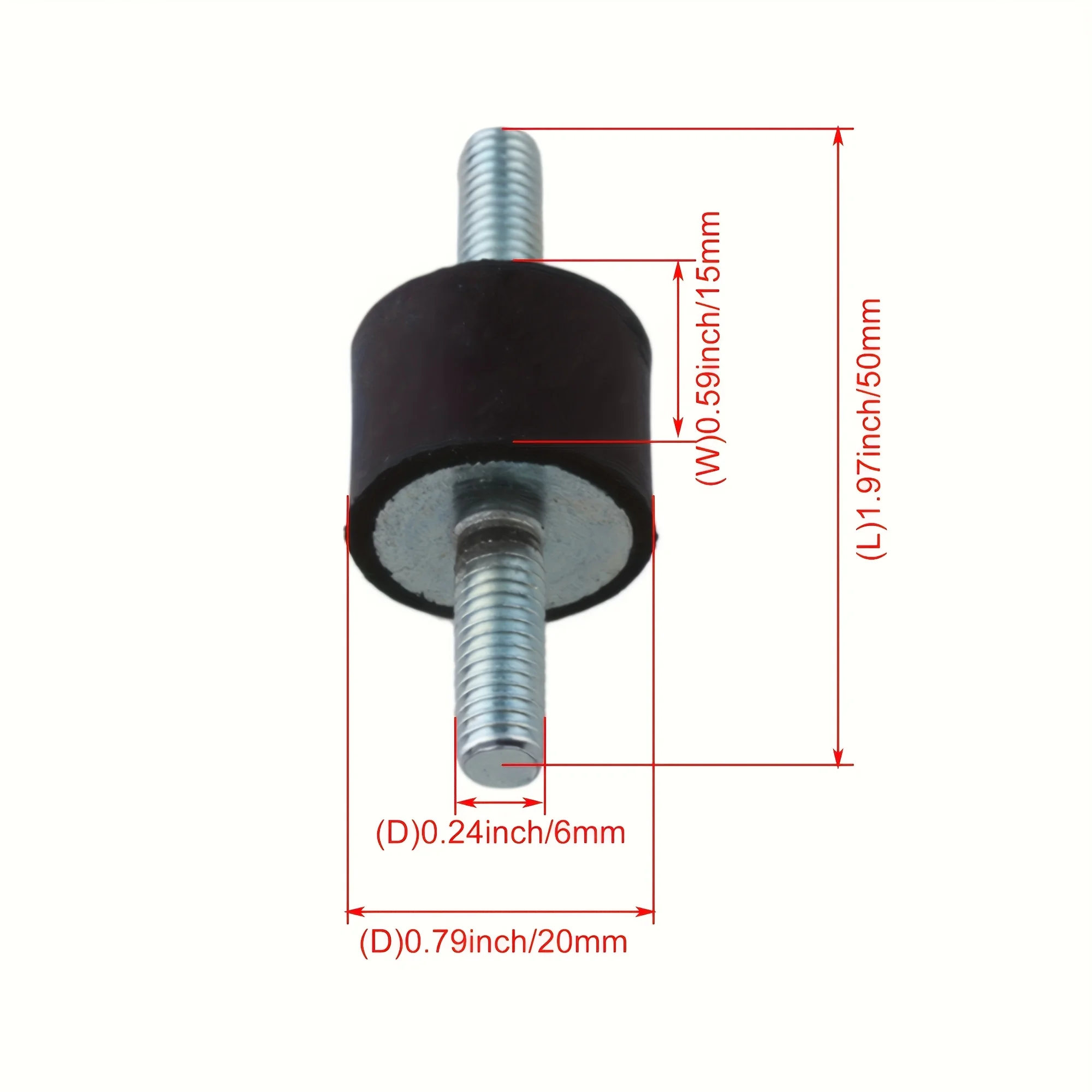 10pcs M6 Rubber Double-Head Rod Shock Absorbers 20x15mm Anti-Vibration Silentblock for Noise Reduction Shock Absorption Foot