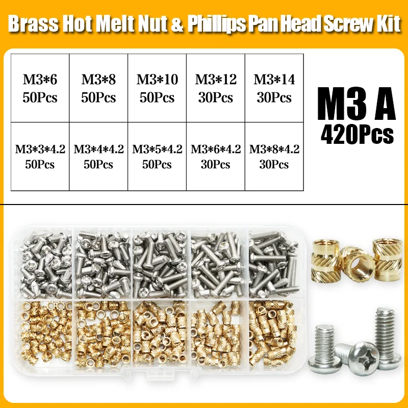 Wärme Set Einsatz Lötkolben Spitze Kopf M2 M3 M4 Hot Melt Einsätze Mutter Messing Gewinde Schraube Einsetzen 3d Druck PCB Phillips Bolzen – Detail 15