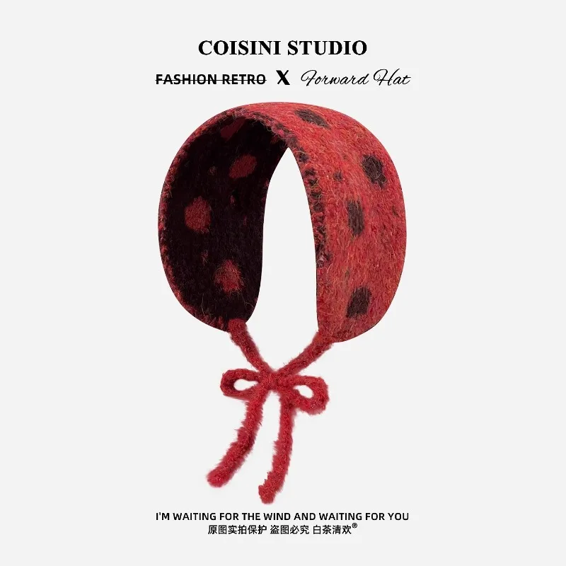 Korean Fashion Polka Dots Double-sided Wearing Straps Earmuffs for Women Winter Travel Versatile Warm Ear Protection Earflaps