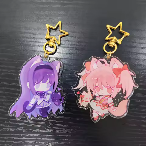 Puella Magi Madoka Magica Anime Figures Miki Sayaka Tomoe Mami Acrylic Keychains Akemi Homura Kawaii Bag Pendant Decor Xmas Gift
