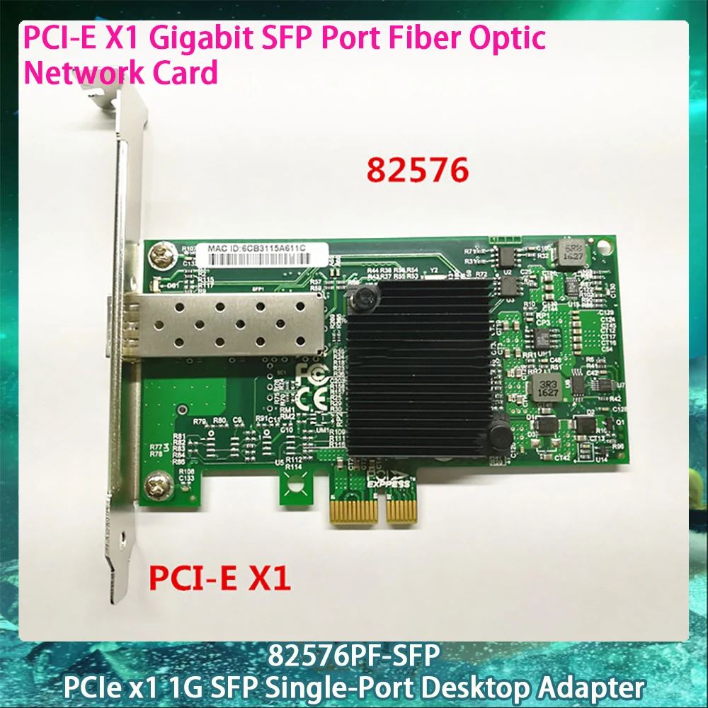 

For 82576PF-SFP PCIe x1 1G SFP Single-Port Desktop Adapter PCI-E X1 Gigabit SFP Port Fiber Optic Network Card Multimode Module