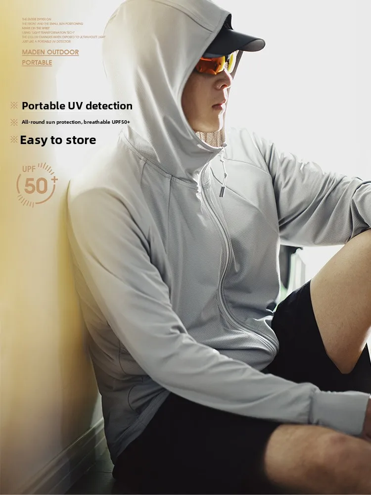 

Maden UPF50+ Lightweight Breathable Sports Outdoor Fiing Cycling UV Protection Clothing Men's Faionable Sunscreen Wear