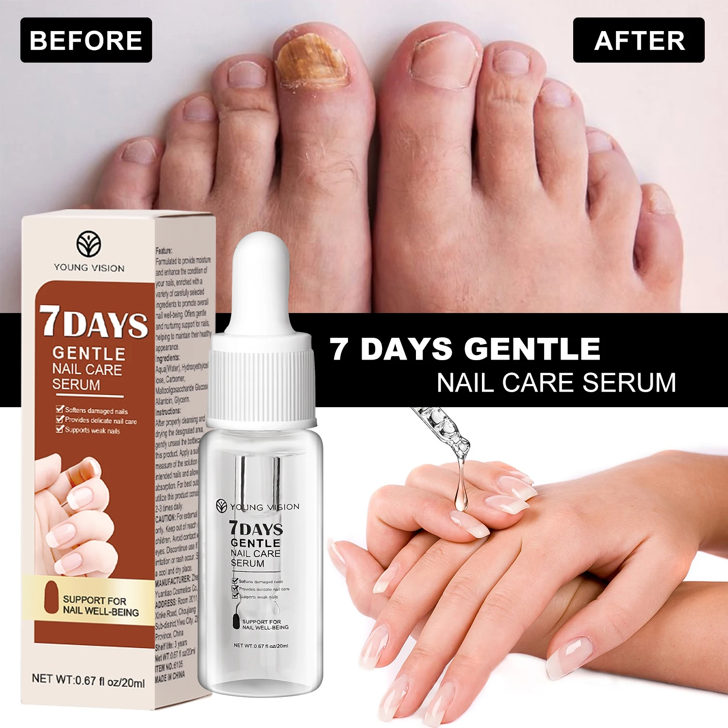 20 ml Nail Serum Nail Treatment Cleaning Nail Care Produce Cleaner Nail Art Manicureed Tool