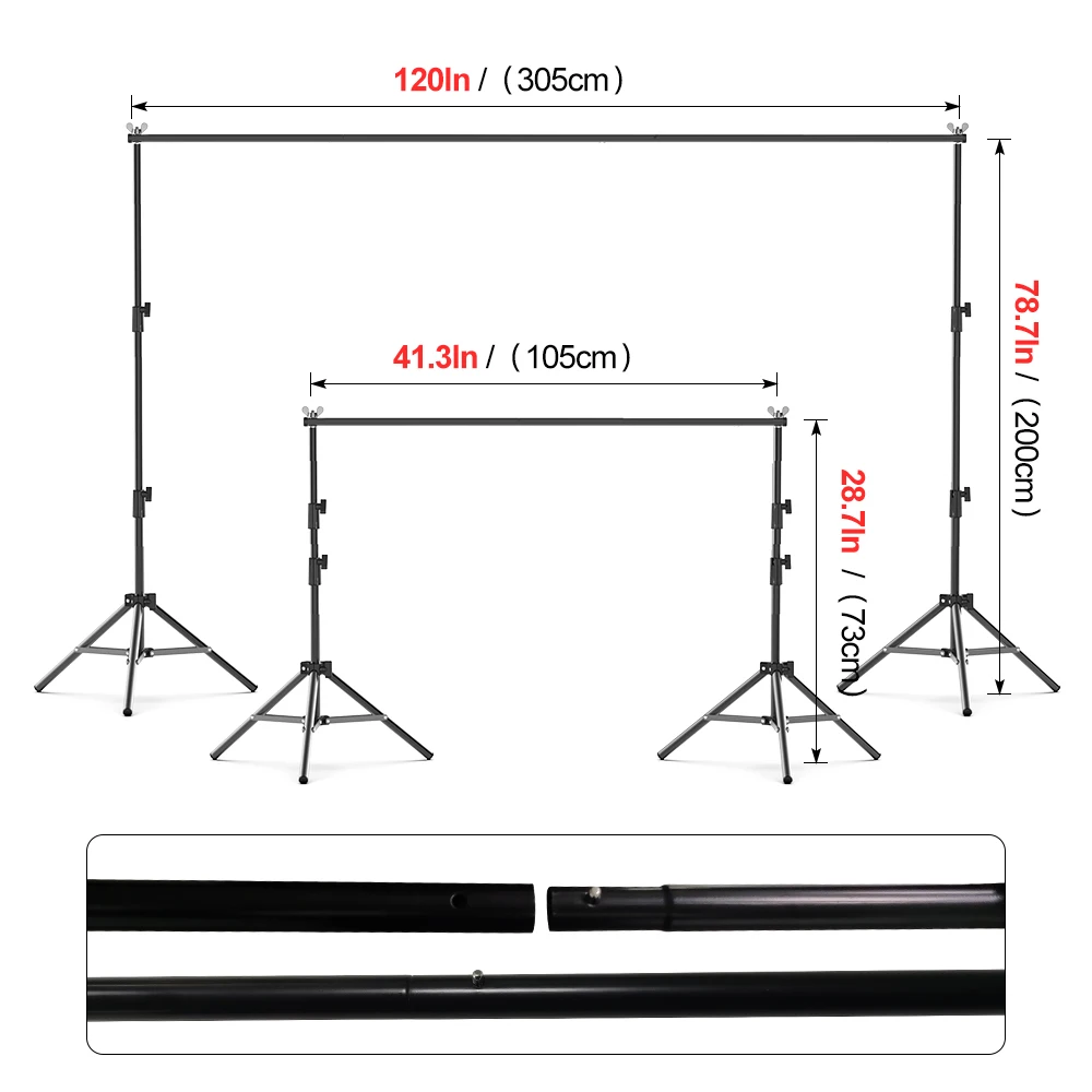 Photography Backdrop Stand 2.6MX3M Adjustable Photo Studio Background Support System Backdrops With Carry Bag Green Screen Frame