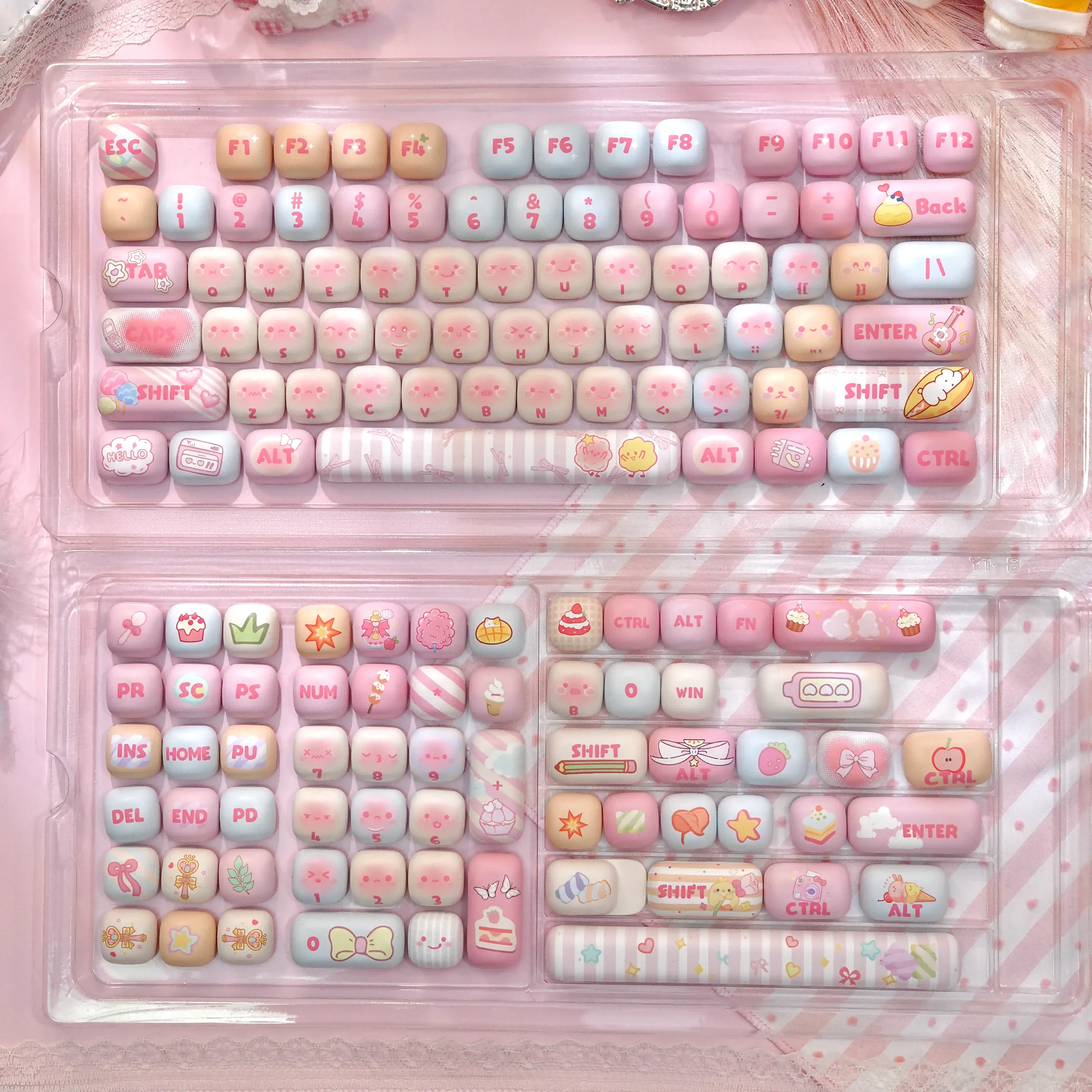 120 + Keys MOG Marshmallow Keycaps Steamed Bread Shape Round Cute Hot Sublimation PBT Girls Game Key Cap for Mechanical Keyboard