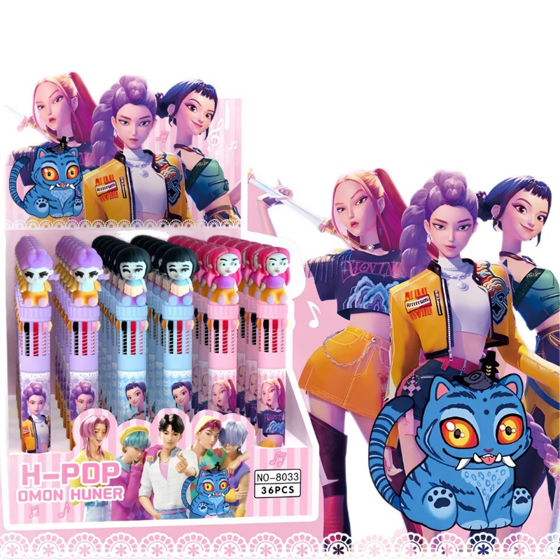 

4-6pcs/lot Kpop Demon Capybara Cartoon10 colors Ballpoint Pen Cute Press Ball Pens School Office Writing Supply