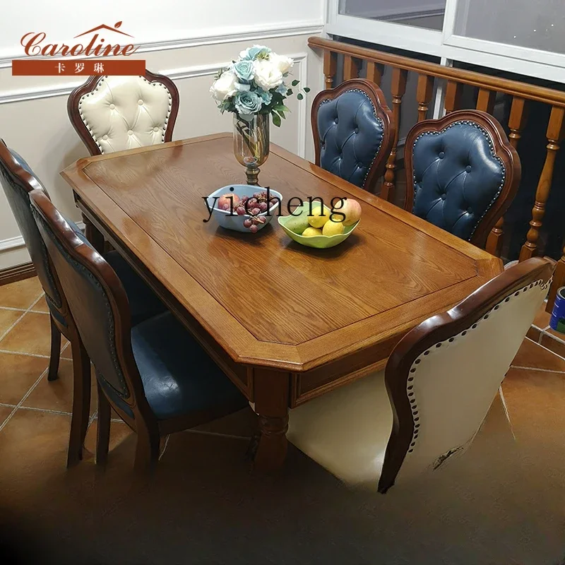 ZF all solid wood dining table and chair combination rectangular simple ash wood dining table small apartment