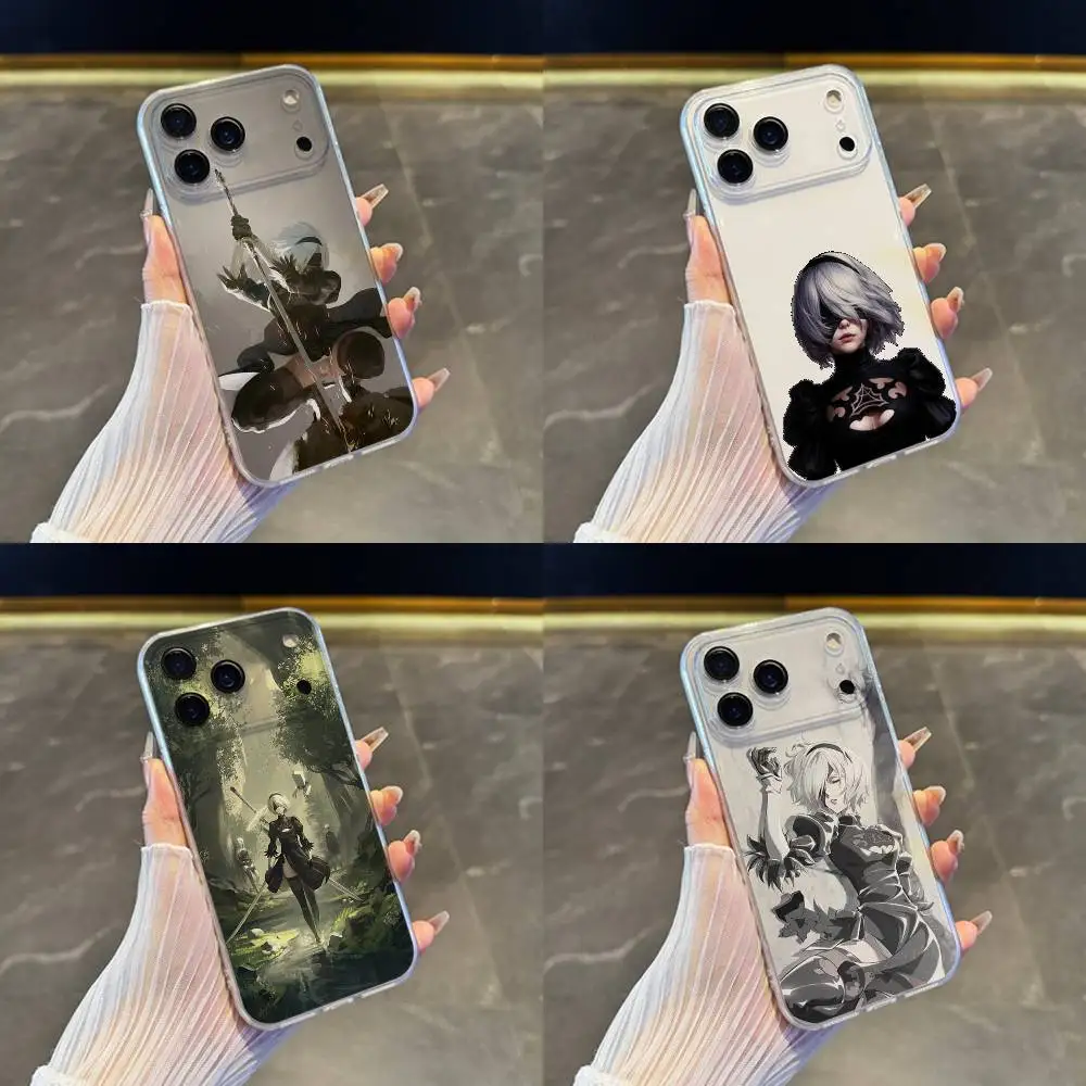 

N-NieR A-Automata 2B Phone Case For iPhone 17,16,15,14,13,12,11 Pro,Max,Plus,X,XS,XR,SE4,E Mini Transparent Soft Cover