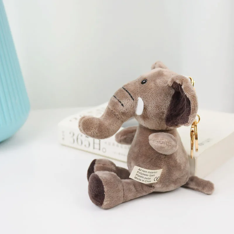 New imitation elephant plush toy pendant lifelike  jungle animals keychain soft backpack accessories couple  gift