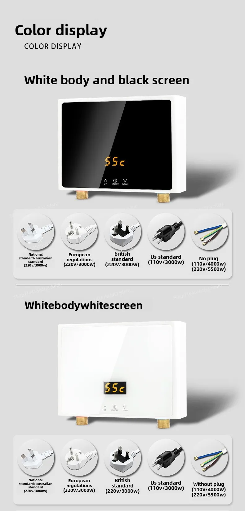 3000W Instant Water Heater US EU AU UK Standard Smart Kitchen Small Home Constant Temperature Electric Heater