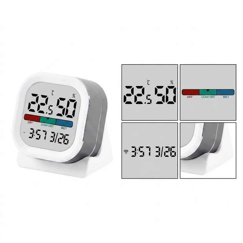 Digital Thermometer Hygrometer for Real-Time Indoor Climate Data Collection with Large Easy-to-Read Display and Design