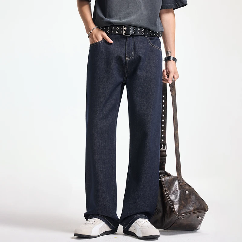 

2026 Men's Summer Jeans Fashion Stretch Cotton Loose Casual Straight Wide Leg Korean Denim Pants Workwear High Quality Trousers