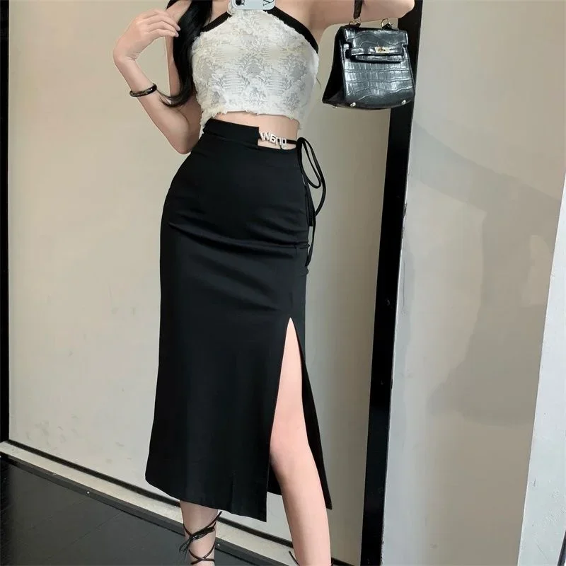 

Irregular Mid Length Skirt Women's 2023 High Waist Split Skirt Mid Length Skirt Korean Fashion Skirts Clothes for Women