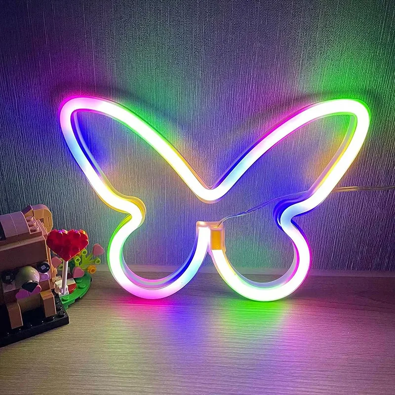 ผีเสื้อ LED Neon Sign Light, USB และแบตเตอรี่ขับเคลื่อนโคมไฟสําหรับห้องนอนฤดูหนาว, ห้องเกม, งานแต่งงาน, วันเกิด Party Home Decor