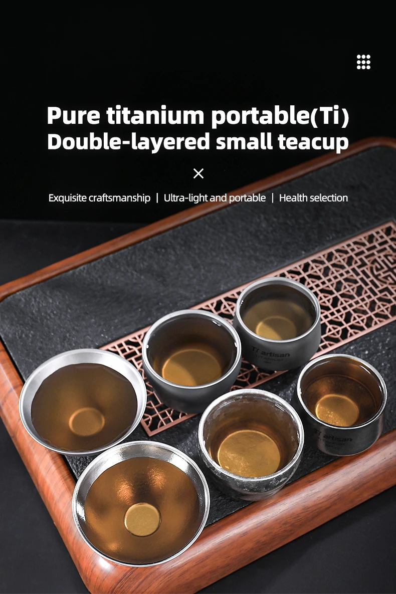 Tiartisan Titan 80 ml Doppelschicht Kürbisform Teetasse Outdoor Camping Ultraleichter Kaffeetasse Rucksack Wandern Tragbares Trinkgeschirr – Detail 1