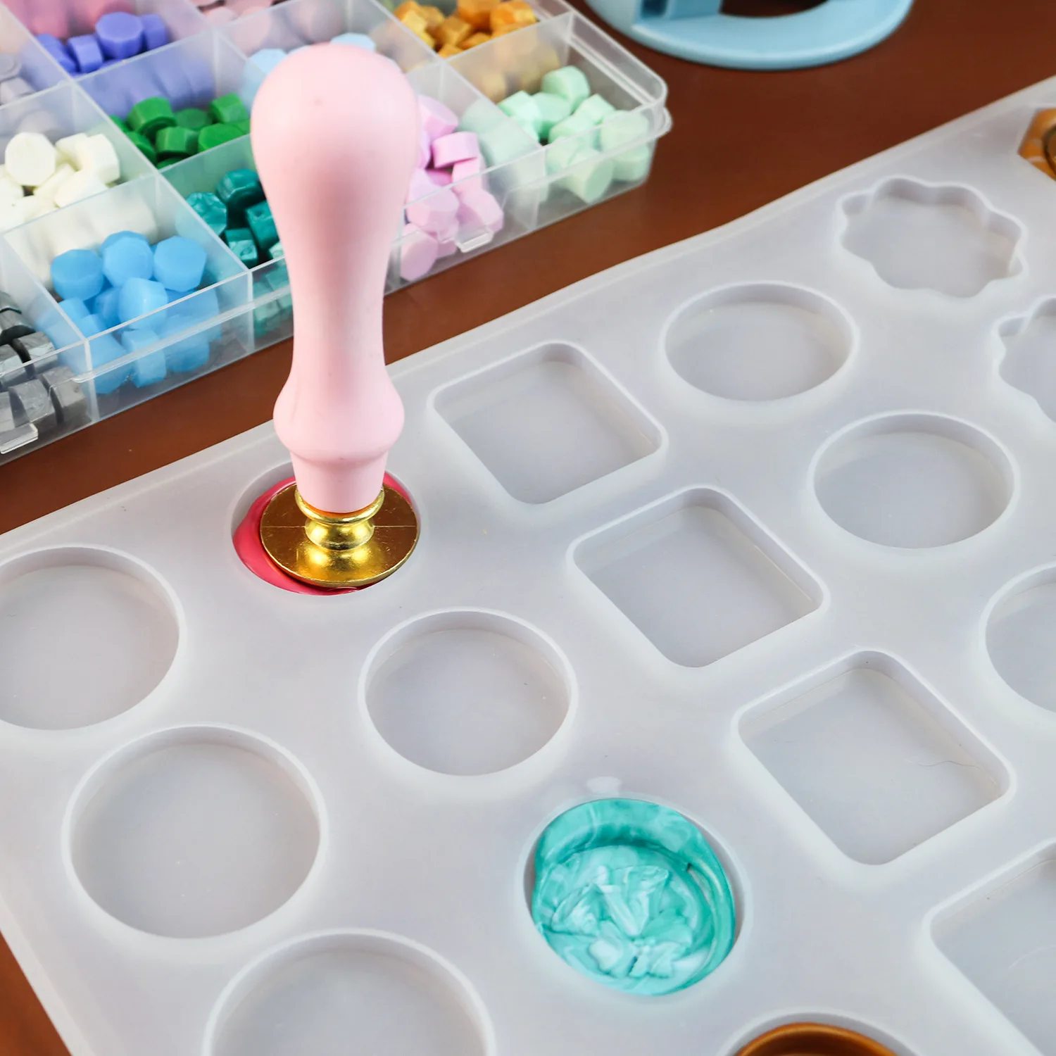 Diy 1 peça 30 até mesmo selo geométrico selo de cera envelope molde de silicone molde de cozimento de biscoito de chocolate