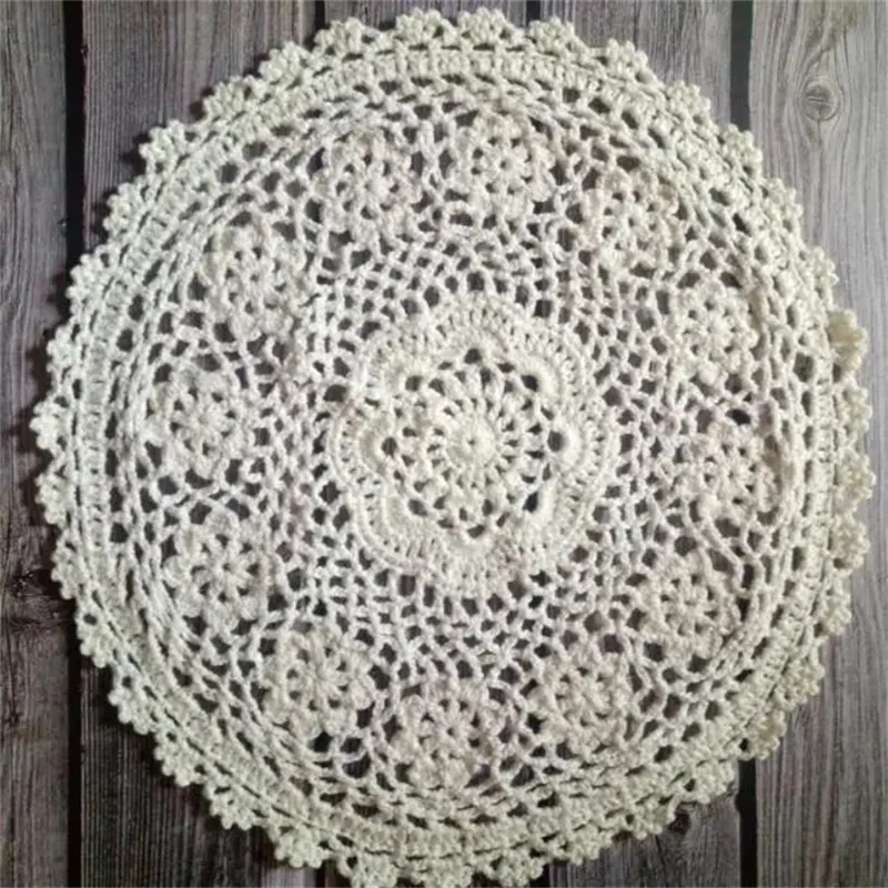 New Crochet Table Placemat Insulation Food Pad Cotton Lace Flowers Christmas Doily Coffee Mug Drink Coaster Set Weddings Kitchen