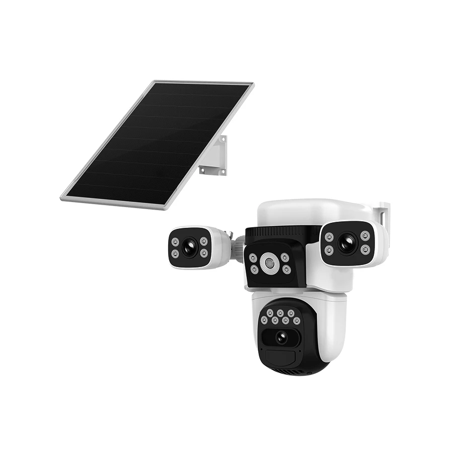 

Solar Wireless Camera Intercom Alarm 4G 6MP Three-Lens Crisp Color Night Vision Intelligent AI IP66 A0V 4G Sim Card Camera