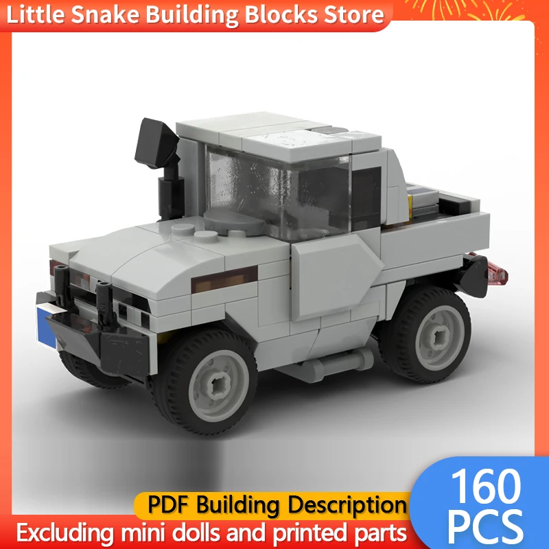 City Car Model MOC Building Bricks Small Gray Pickup Truck Modular Technology Gifts Holiday Assemble Children Toys Suit