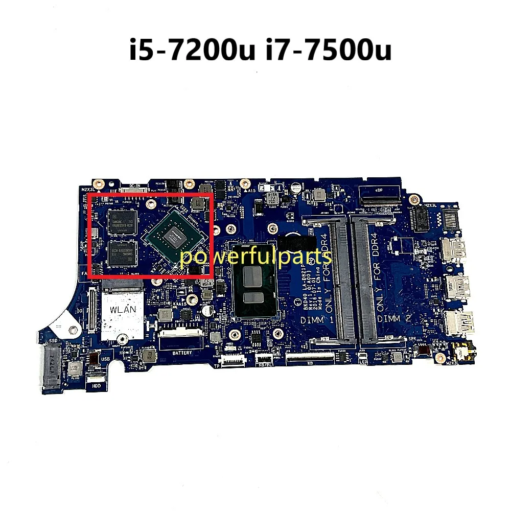 

Материнская плата для Dell Inspiron 7460 7560 Vostro 5568 5468 0TGGCF 08V456 095FGT BKD40 LA-D821P i5-7200U i7-7500U с графикой