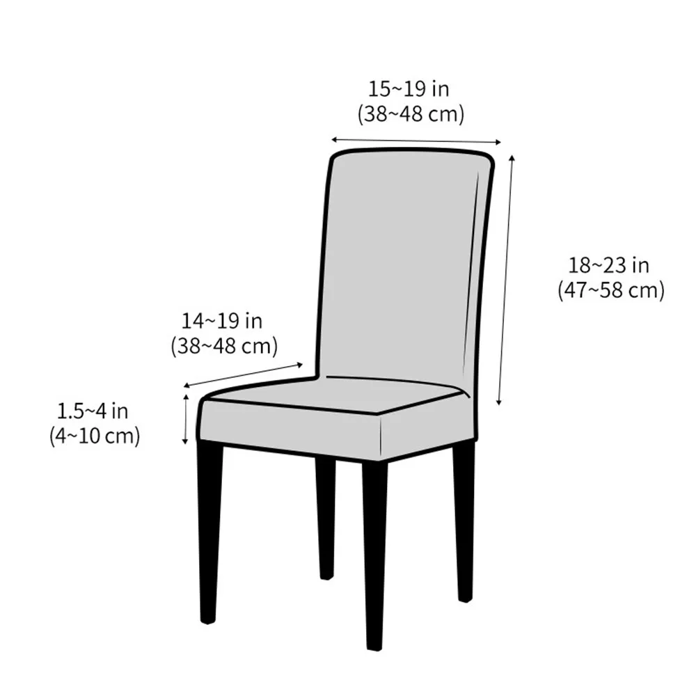 Stretch Plush Chair Cover for Kitchen Dining Chairs with Dustproof Protection and Elastic Fit for Back Height 47-58cm