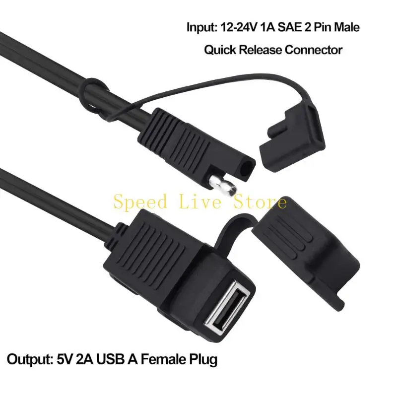547C Motorcycle USB Chargers Waterproof SAE To USB Chargers Cable 5V 2A USB Chargers For Outdoor Use With 35cm Length