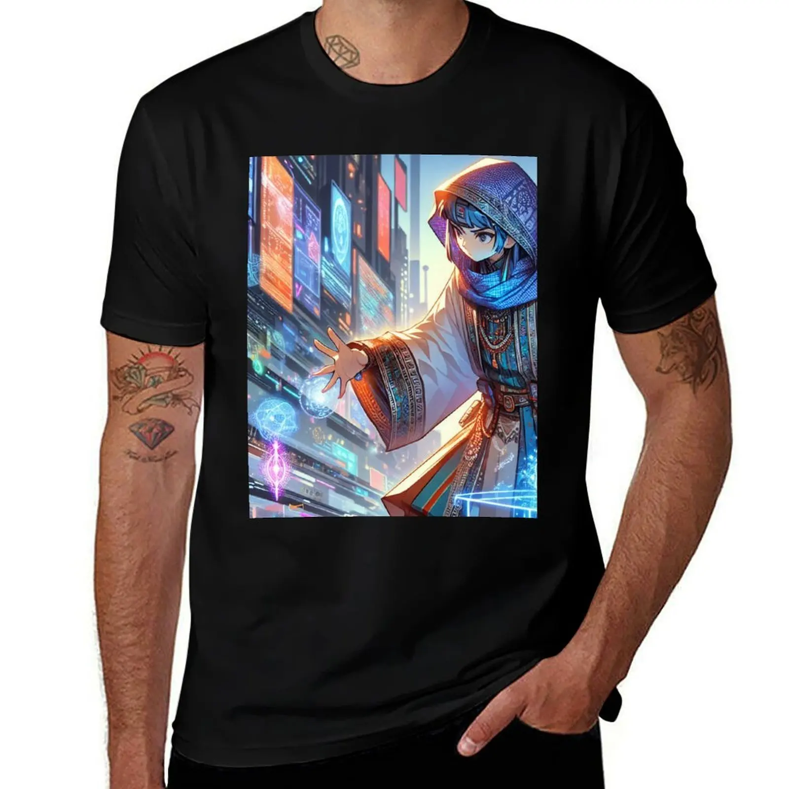

Футболка Cyber Mage, футболки большого размера, мужская футбольная футболка, забавная рубашка, хлопковая начинка, черные футболки для мужчин