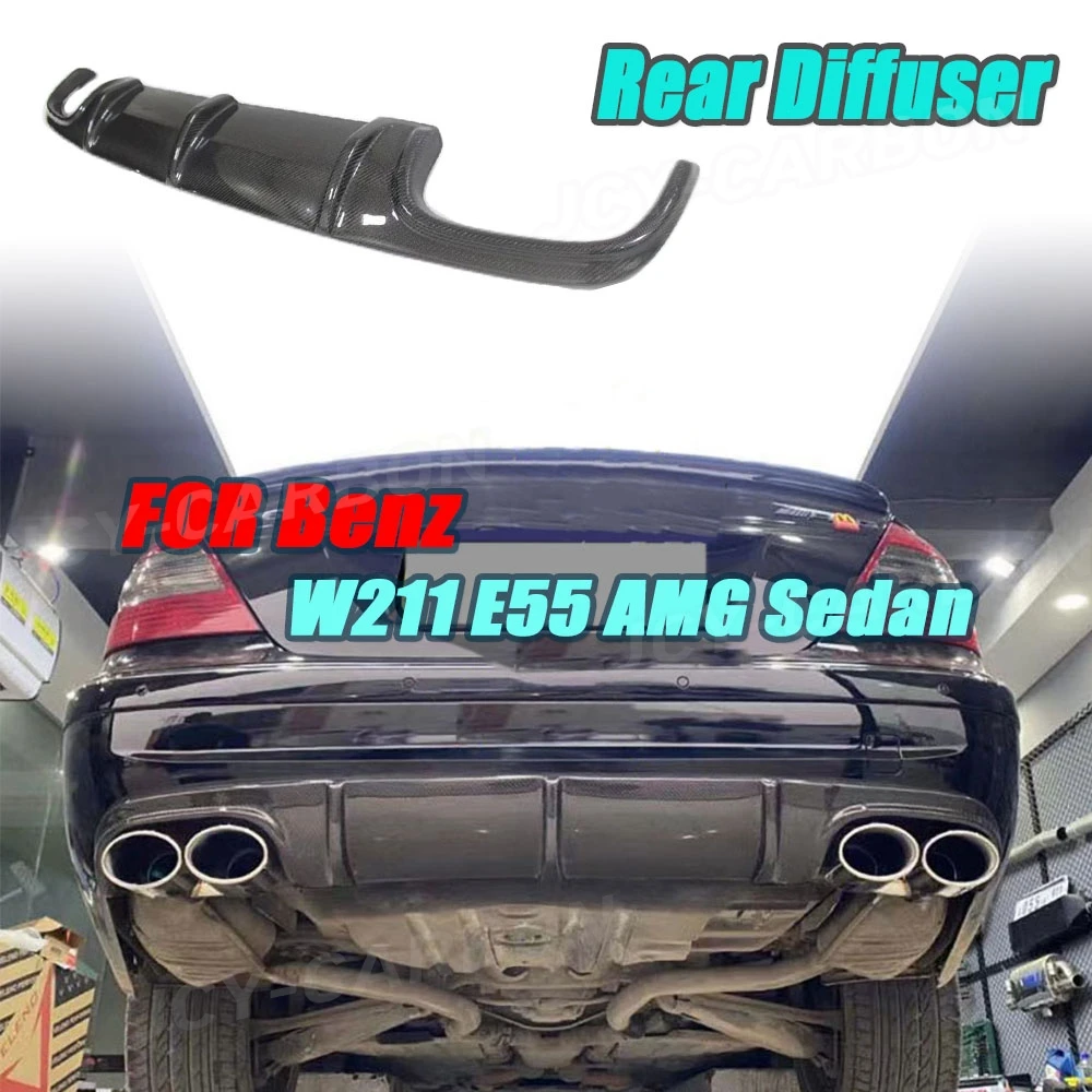 

JCYECF Carbon Fiber For Benz W211 E55 AMG Sedan 2002-2006 Rear Bumper Lip Diffuser Spoiler Body Kits Car Accessories