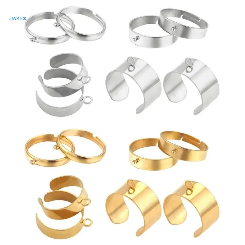 

10pcs Gold Plated Rings Durable Stainless Steel Rings Settings Handmade Crafts