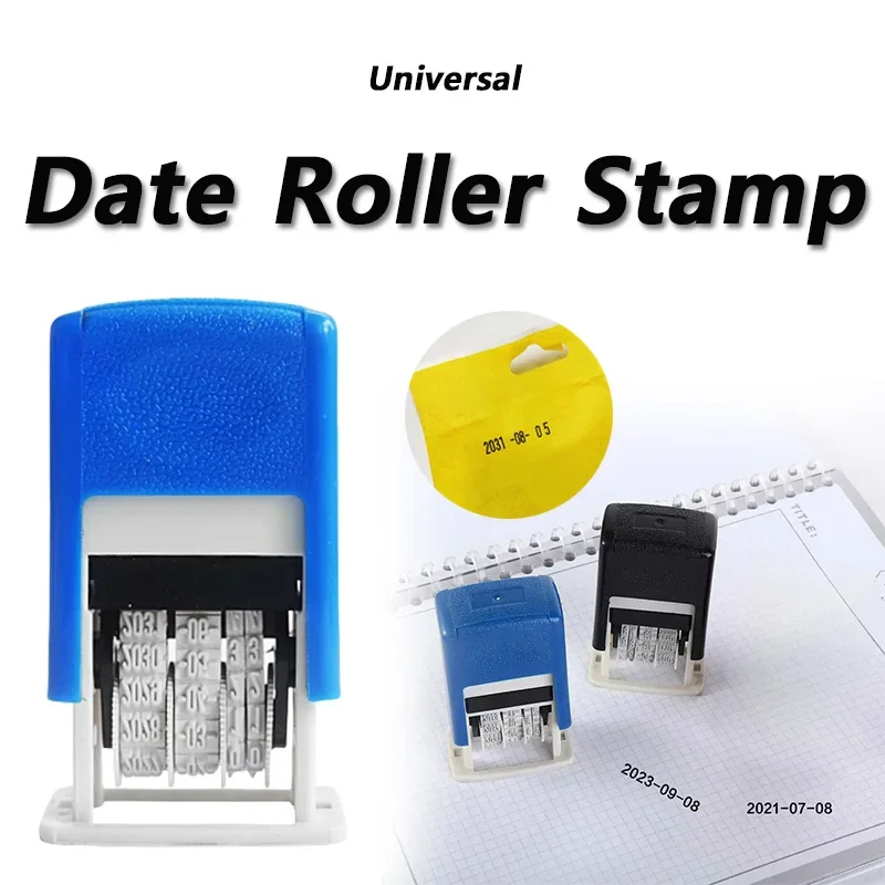DIY Handle Account Date Stamps Stamping Automatic Ink Return Mini Self-Inking Stamps for Office Supplies Date Wheel Stamp
